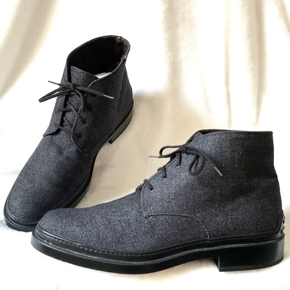 Gray Tod’s Lace Up Wool Outer Leather interior Chukka Boots Size EUR 39/ US  8.5 - Picture 1 of 13